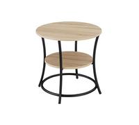 Table basse - TECTAKE - Table d'appoint ronde SAINT LOUIS style industriel, en bois et acier, Ø 55 x 56 cm - Bois clair/Chêne sonoma
