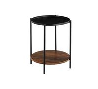 Table basse - TECTAKE - Table d'appoint SUNDERLAND en bois MDF ronde avec 2 étagères 45,5 x 54,5 cm - Bois foncé