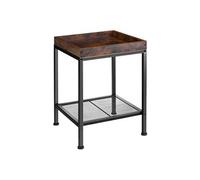 TABLE D'APPOINT - TECTAKE - Table d'appoint ROCHESTER en Bois et Acier avec étagère grillagée - Bois Foncé