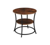 Table basse - TECTAKE - Table d'appoint SAINT LOUIS en bois et acier ronde 55 x 56 cm - Bois foncé