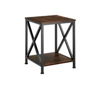 Table basse - TECTAKE - Table d'appoint CARLTON en panneau aggloméré et acier 40,5 x 40,5 x 52,5 cm - Bois foncé