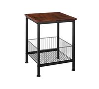 Table basse - TECTAKE - Table d'appoint GRIMSBY en bois et acier avec panier au look industriel 40 x 40 x 55,5 cm - Bois foncé