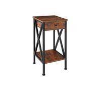 Table basse - TECTAKE - Table d'appoint DAYTON en bois et acier avec 2 plateaux et 1 tiroir 35 x 35 x 70,5 cm - Bois foncé