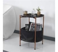 Table d'appoint Suonenjoki avec panier de rangement 59 x 47 cm marbre noir / bronze / noir [en.casa] Noir G