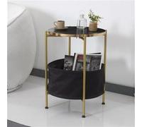 Table d'appoint Suonenjoki avec panier de rangement 59 x 47 cm marbre noir / doré / noir [en.casa] Multicolore G