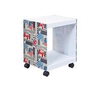 ISLA - Table d'appoint sur Roulettes Motif Drapeaux - Altobuy Blanc