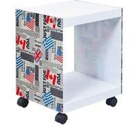 ISLA - Table d'appoint sur Roulettes Motif Drapeaux - Altobuy Blanc