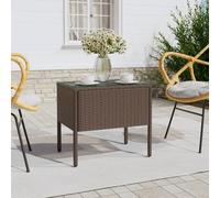 vidaXL Bijzettafel 53x37x48 cm poly rattan en gehard glas bruin319401 Marron G