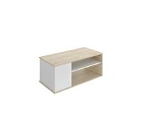 Table d'appoint Table basse rectangulaire avec plateau relevable et 2 compartiments de rangement, coloris chêne naturel/blanc - Hauteur 41,7 x