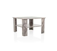 hjh Living – Table basse carrée BISMO 70x70 cm aspect marbre, avec espace de rangement, gris