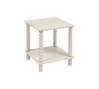 Table d'appoint table café avec 1 étagère et des pieds boules, coloris ivoire - Longueur 40 x Profondeur 40 x Hauteur 45 cm - -