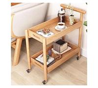 Table d'appoint Table d'appoint à 2 niveaux avec roulettes et étagère de rangement, idéale for le salon ou la chambre coucher. Peut également servir desserte cuisine table chevet Multifonctionnel