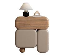 Table d'appoint, Table de Chevet en Bois Massif, Table de Chevet à Deux Niveaux avec Trois Compartiments de Rangement, adaptée aux Chambres à Coucher et aux Salons.(B,40CM(15.75IN))