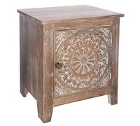 Atmosphera Table de chevet Shirel – 1 porte en bois 45 cm Marron
