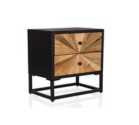 hjh Living Table de nuit SANTJAGO Black Sun S avec tiroirs, sapin massif pour chambre et salon