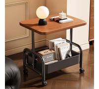 Table D'appoint Table de Chevet Table Basse Roulante Portable,2 Niveaux de Rangement,Panier Amovible,Cadre Acier Robuste pour Salon Chambre Bureau A,42.5 * 30 * 52cm