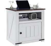 Table d'appoint Table de nuit Prise USB Armoire de nuit Blanc style rustique