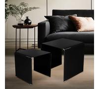 Table D'Appoint Table en Verre Salon Table Basse Depose Déco Meuble Noir 2er Set