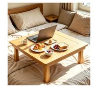 Table d'appoint, Table Pliante Camping avec Tiroirs, Loisirs Lecture Table De Lit pour Le Salon, La Maison Ou Le Balcon(Wood Tone,80 * 80 * 37cm)