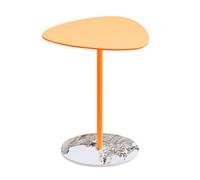 Table d'appoint, Table Triangulaire en Fer for Magasin de thé au Lait/Table de café, Table d'appoint for Chambre à Coucher/Petite Maison(Orange,50x65cm)