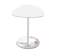 Table d'appoint, Table Triangulaire en Fer for Magasin de thé au Lait/Table de café, Table d'appoint for Chambre à Coucher/Petite Maison(White,40x55cm)