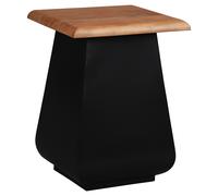Table d'appoint tabouret à fleurs en métal bois d'acacia naturel/noir 30x45x30cm
