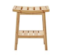 Table d'Appoint Tabouret de Salle de Bain Moderne en Bambou Bois Clair Tremont