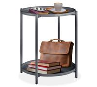 TABLE D'APPOINT - TECTAKE - Table d’appoint à 2 Niveaux OXFORD Style Industriel 455 x 455 x 53 cm 2 Plateaux Amovibles - Gris Foncé