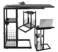 TABLE D'APPOINT - TECTAKE - Table d'appoint pour ordinateur portable RHEA avec station de charge port USB et AC - Noir