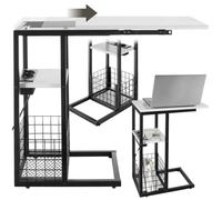 TABLE D'APPOINT - TECTAKE - Table d'appoint pour ordinateur portable RHEA avec station de charge port USB et AC - Blanc