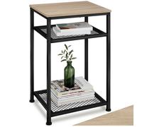 TABLE D'APPOINT - TECTAKE - Table d'appoint YORK avec 2 Étagères en Bois et Acier - Bois Clair