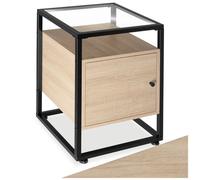 Table d'appoint - TECTAKE - Table de chevet DUDLEY au style industriel en bois et acier, 40 x 43 x 60,5 cm - Bois clair
