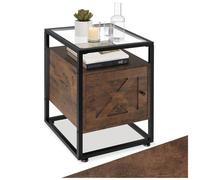 Table d'appoint - TECTAKE - Table de chevet KIDDERMINSTER au style industriel en bois et acier 40 x 43 x 60 5 cm - Bois foncé