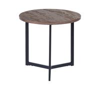 Table d'Appoint Teinte Bois Sombre et Noir en MDF et Métal 50 cm Diamètre T