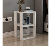 Table d'appoint Thyholm avec tablette Table de salon Table de téléphone Table de nuit Table de rangement Plateau rectangulaire Blanc