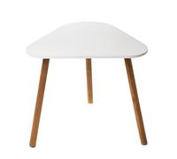 Table d'Appoint Triangulaire en Bois Blanc - 43 x 38 cm - Table Basse Décorative Avec 3 Pieds - Tabouret à Fleurs - Support de Plantes Rectangulaire