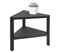 Table d'appoint triangulaire en plastique anthracite avec 2 étagères - 46 x 45 cm
