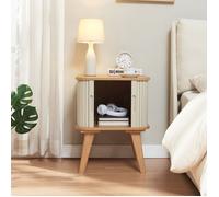 Table d'appoint Tysvær bambou 59 x 45 x 45 cm naturel / blanc crème