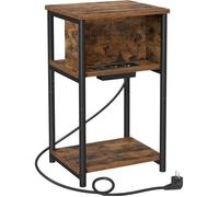 Table d'Appoint - VASAGLE - 2 Prises CA - 2 Ports USB - Marron Rustique et Noir