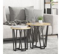 vidaXL Table d'appoint 2 pcs en Bois d'ingénierie chêne Sonoma et métal