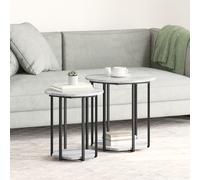 Table D'appoint Vidaxl 2 Pcs Gris Sonoma En Bois D'ingénierie Et Métal Gris
