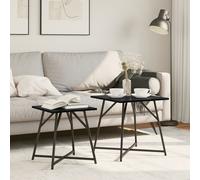 Table d'appoint vidaXL 2 pièces en bois d'ingénierie chêne noir et métal
