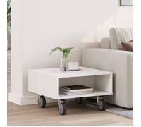 Table d'appoint - VIDAXL - 50,5 x 50 x 30 cm - Blanc - Roulettes (2 verrouillables) - Bois d'ingénierie