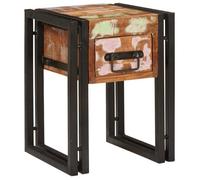 Table d'appoint - VIDAXL - Guéridon 30x30x40 cm - Bois recyclé - 1 tiroir - Cadre métal
