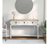 Table d'appoint - VIDAXL - Guéridon - Avec tiroir - Blanc - Pin massif 114 x 34,5 x 73 cm