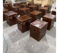 Table d'appoint Vintage Cube Cuir Coffre Table basse Canapé Salon Table valise