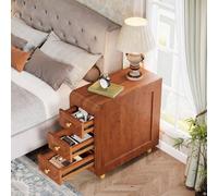 Table d'appoint vintage en bois avec 3 tiroirs, table d'appoint élégante pour canapé, rangement chic pour chambre à coucher, meuble rustique