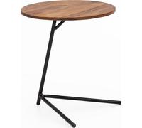 Table d'appoint WOHNLING 40x46x40cm bois de Sheesham métal table basse, style industriel table en bois véritable salon, table basse en bois pieds métal, table d'appoint table décorative bois de rose