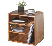 WOHNLING Table SURNAR 43x43x30 de Bois Sheesham Design Table de Chevet | Petite Table Basse avec étagères | Table Design en Bois Massif | Console de Nuit en Bois | Anstellisch Moderne