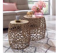 Table d'appoint - WOHNLING - Lot de 2 - Métal Or Moderne - Petite Table Basse de Salon